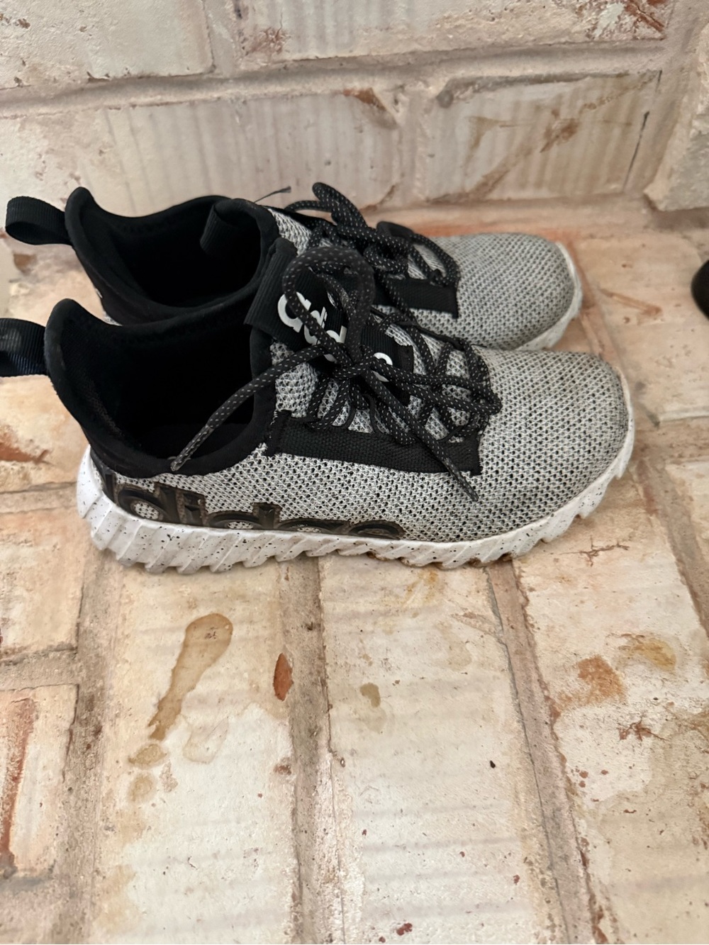 adidas Kids Gray and Black Knit Lace-Up Sneakers